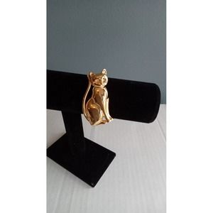 Gold Cat Brooch Pin Elegant‎ Feline Kitten Kitty Jewelry Accessory